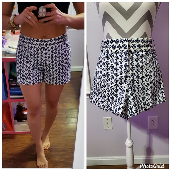 LOFT Pants - NWT Loft White & Navy Eyelet shorts